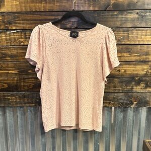 Anthropologies  W5 Blush Eyelet Short Sleeve Top